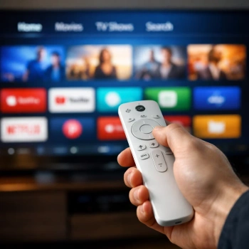 Smart TV IPTV Streaming Oberfläche mit Fernbedienung in Deutschland